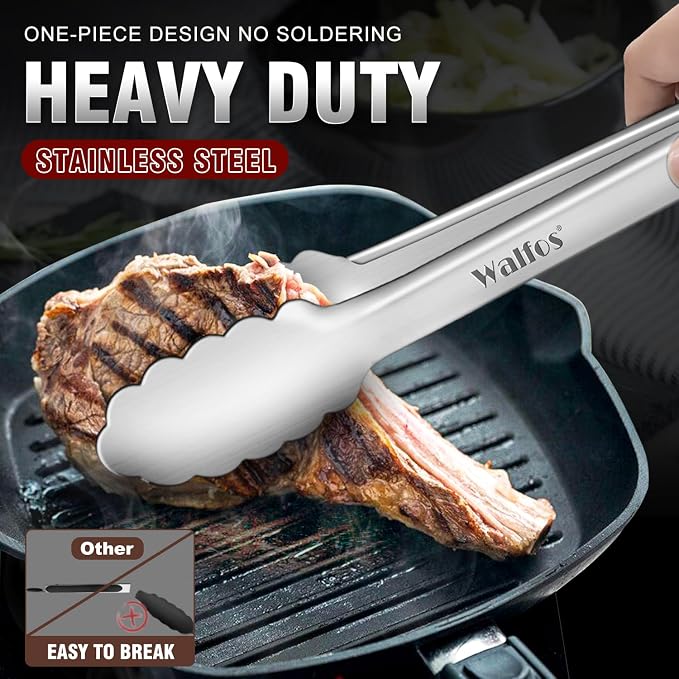 Walfos 17 Inch Extra Long Grill Tongs, Ultimate Stainless Steel BBQ Tongs - Image 2