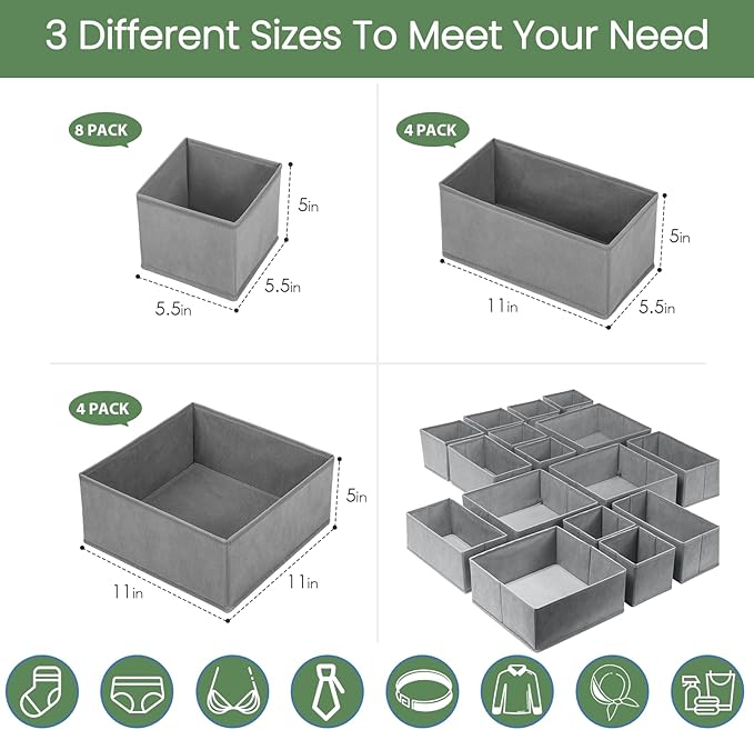 Criusia Drawer Organizer Clothes, 16 Pack Underwear Drawer Organizers, Foldable - Image 3