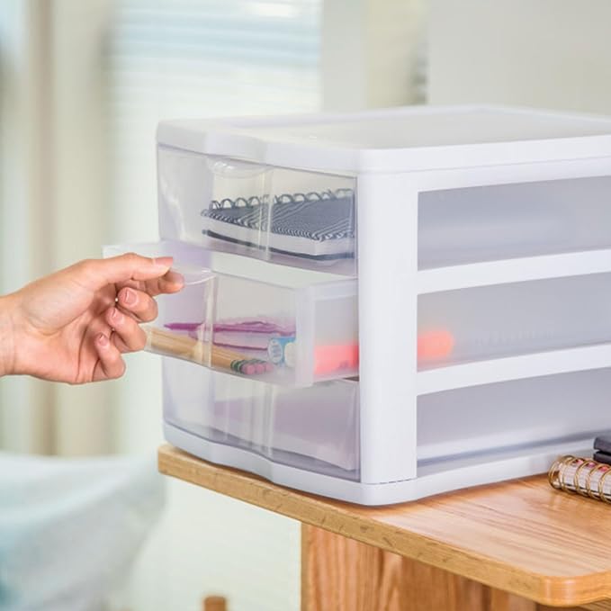 Sterilite ClearView Compact Stacking 3 Drawer Storage Organizer System - Image 7