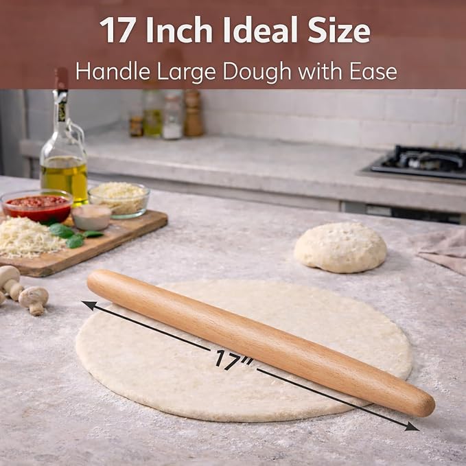 17 Inch French Rolling Pin, Wooden Dough Roller - Image 8