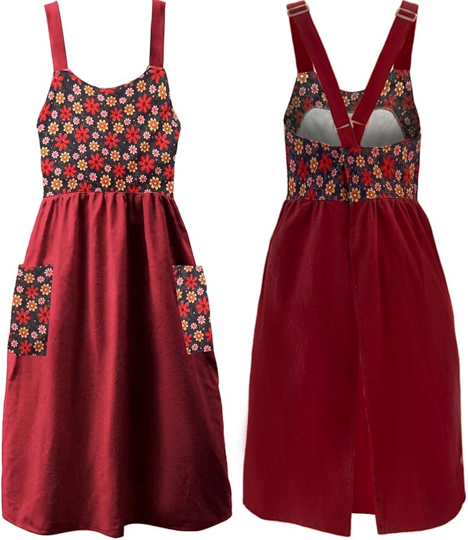 Uaussi Cotton Linen Apron Cross Back Work Apron by Uaussi