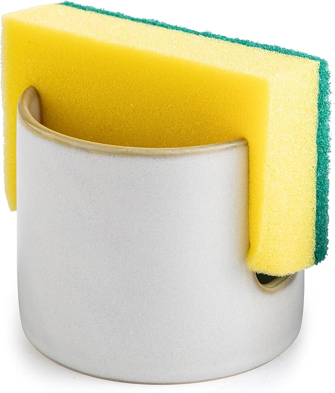 Zoeeker Sponge Holder for Kitchen Sink, Ceramic Dish Sponge Drying Caddy by LAUCHUH
