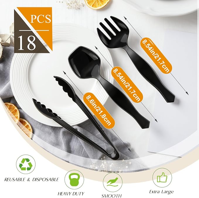Mwellewm 18Pcs Serving Utensils, 8.5'' Plastic Serving Utensils Set, Disposable - Image 5