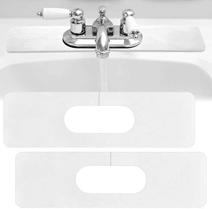 Tioncy 2 Pcs Faucet Mat Sink Splash Guard Oval-hole Oval Splash Pad by Tioncy