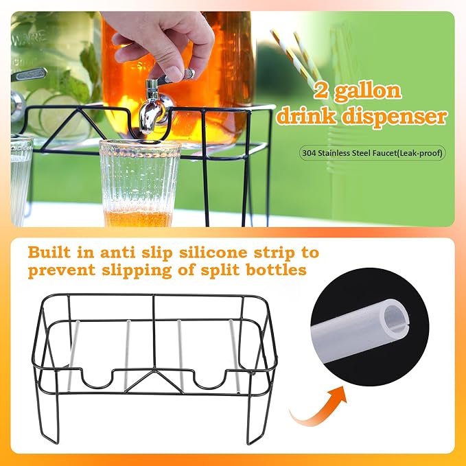 2 Pack 1 Gallon Glass Drink Dispenser - Image 5