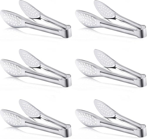 6 Pack Buffet Tongs, Stainless Steel Serving Tongs Serving Utensils 7Inch by Must-havesForYourKitchen