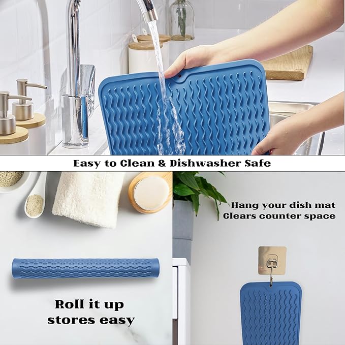 ZLR Silicone Dish Drying Mat 12" x 12" Square - Image 4