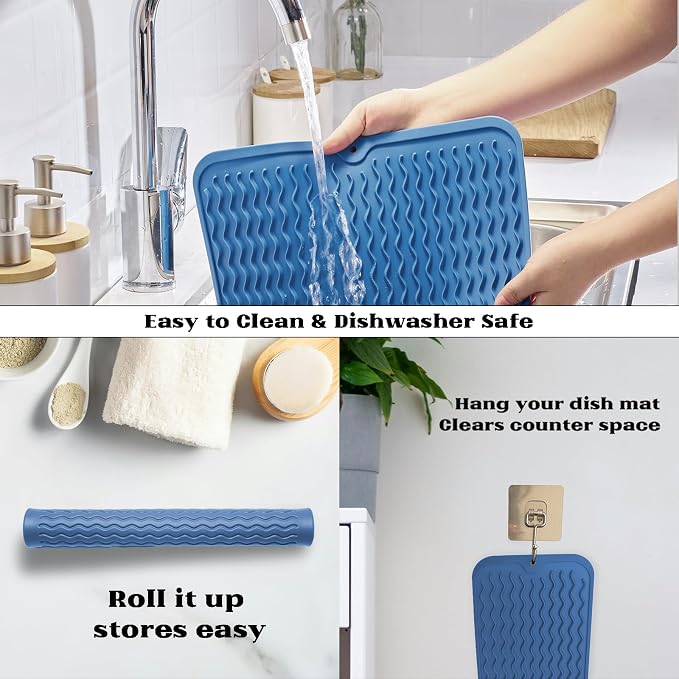 ZLR Silicone Dish Drying Mat & Heat Resistant Trivet - Image 4