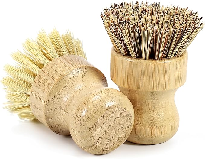 DEBETOOL 2-Pack Bamboo Dish Brush – Natural Dish Scrub Brush by DEBETOOL