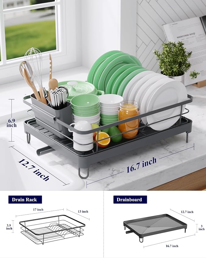 Kitsure Dish Drying Rack for Kitchen Counter, Stainless Steel Sink Organization - Image 2