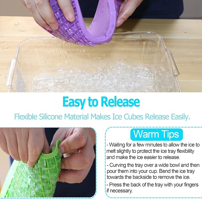 LeeYean Silicone Mini Ice Cube Trays 3 Pack, 160 Crushed Ice Cube Molds Easy - Image 3
