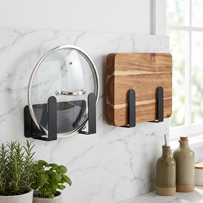 Pot Lid Rack, Wall Mounted 304 Stainless Steel Multi-Functional Storage Holder - Image 8