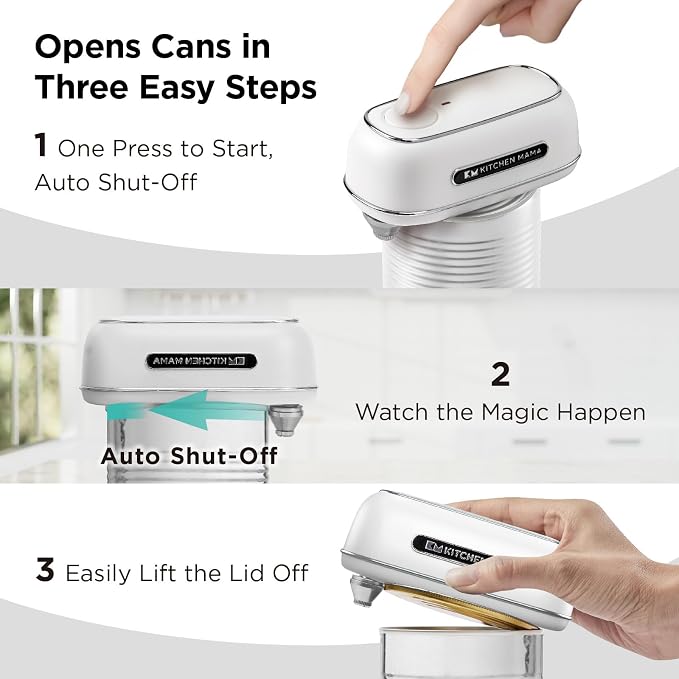 Kitchen Mama Orbit One Rechargeable Electric Can Opener: Hands-free, USB-C - Image 3