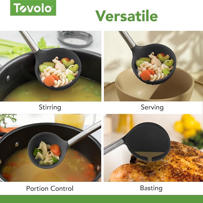 Tovolo Silicone Ladle With Stainless Steel Handle Deep Soup Ladle - Image 4