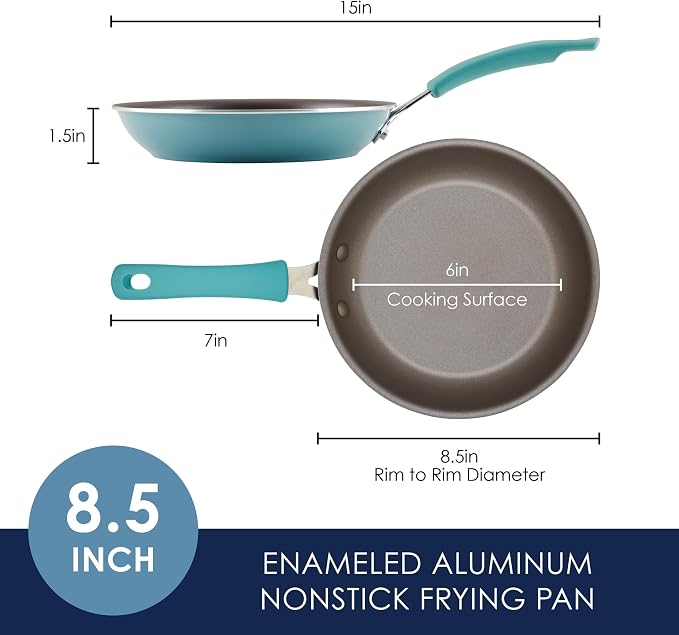 Rachael Ray Cook + Create Nonstick Frying Pan/Skillet, 8.5 Inch, Agave Blue - Image 2