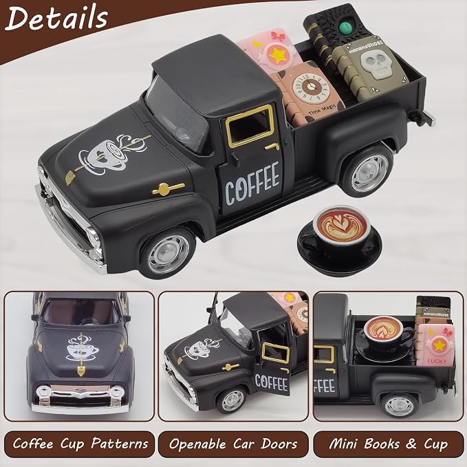Coffee Bar Decor Vintage Mini Metal Pickup Truck Decor - Image 4