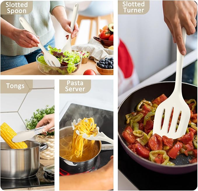 10 Pack Kitchen Utensils Set for Cooking, Leonyo Silicone Cooking Utensils Set - Image 5