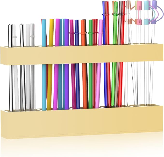 Straw Holder for Cabinet Door, 9.6” Adjustable Two-Part Large Acrylic Straws by Rycid