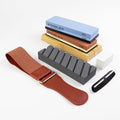 Premium Knife Sharpening Stone Set – Dual Grit Whetstones, Leather Strop by Starlex