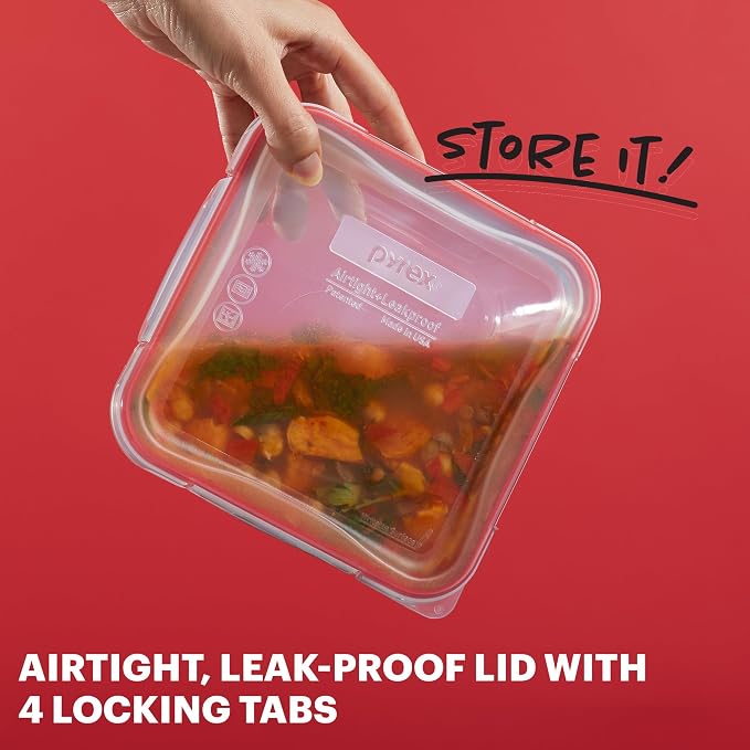Pyrex Freshlock Glass Food Storage Containers Set, Airtight & Leakproof Plastic - Image 3