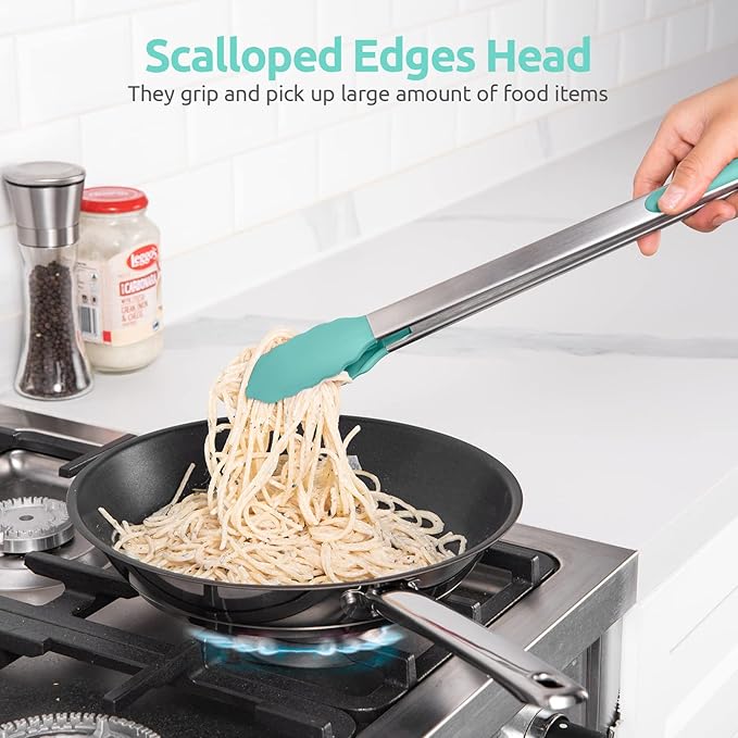 600ºF Heat Resistant Kitchen Tongs: U-Taste 16 in Extra Long Large Silicone - Image 4