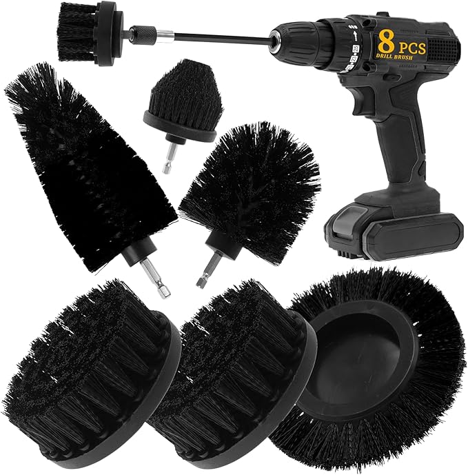 8 Pcs Drill Brush Attachment Set, Power Cleaning Scrub Brush Kit by ETOUPA