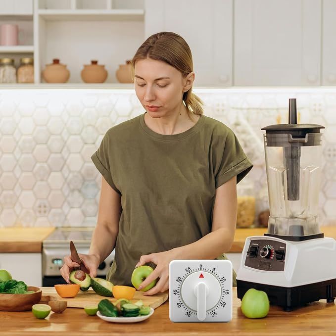 Hitefu 2 Pcs Square 60 Minute Mechanical Kitchen Timer, Visual Cooking Timer - Image 7