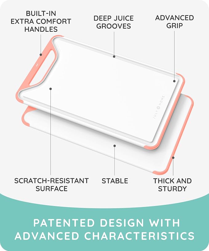 Cutting Boards for Kitchen, Plastic Cutting Board Set of 3, Dishwasher Safe - Image 2