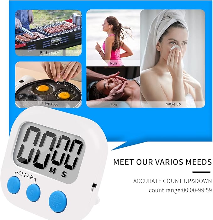 LinkDm 6 Pack Small Digital Kitchen Timer Magnetic Back and ON/Off Switch - Image 6