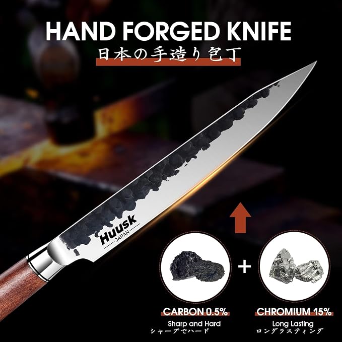 Huusk Japanese Slicing Knife 8 Inch Sushi Knife, Hand Forged Sashimi Knives - Image 2