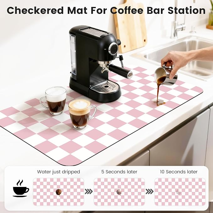 17" x 32" Checkered Dish Drying Mat - Image 3