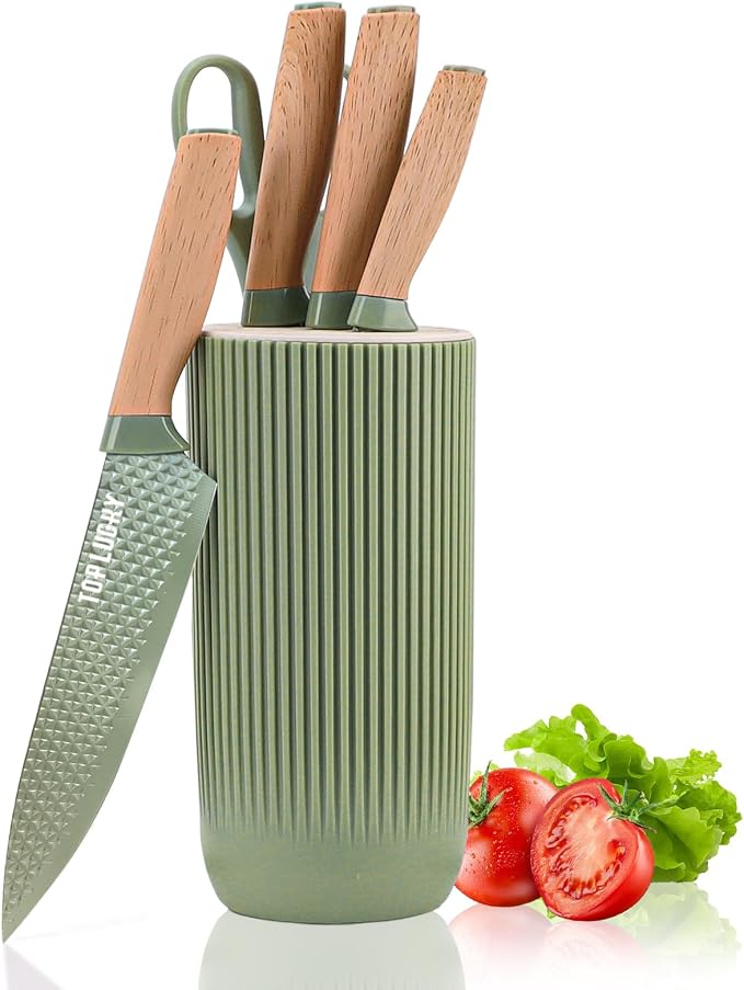 Kitchen Knife Set, Retrosohoo 6-Pieces Green Sharp Knife Set by RETROSOHOO