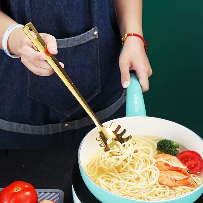 Gold Spaghetti Spoon, Berglander Pasta Server - Image 7