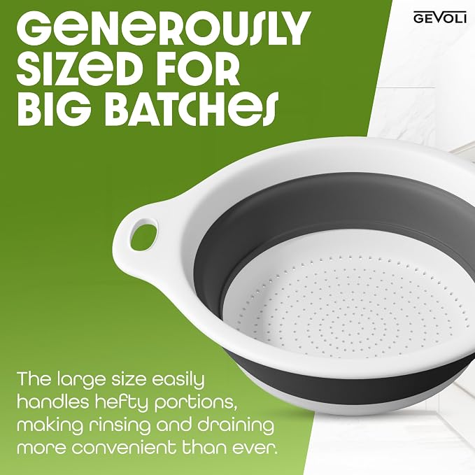 Gevoli Collapsible Colander Strainer, Includes Over-sink Countertop Draining - Image 4