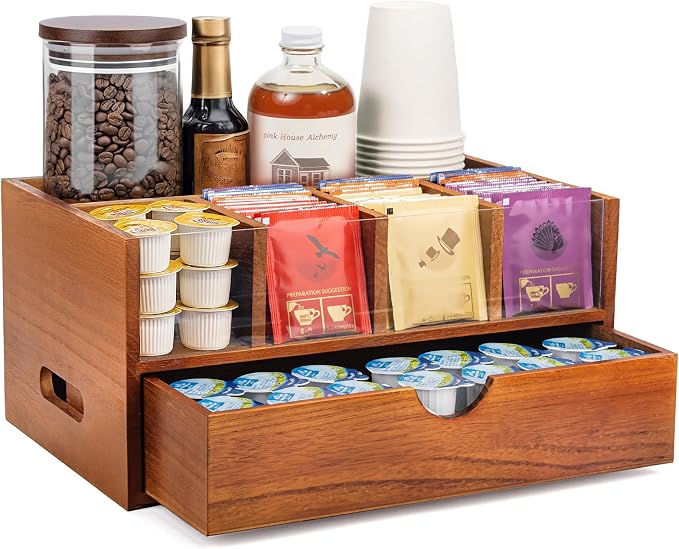 Coffee Bar Station Organizer for Countertop, Coffee and Tea Drawer Organizer by OWATRKDEY