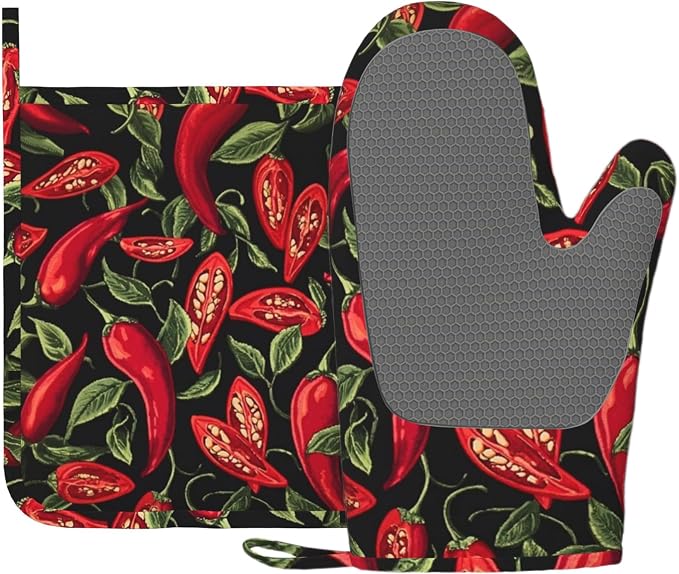 Mexican Hot Pepper Chili Oven Mitt and Pot Holder by Unknown
