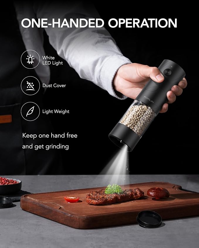 FORLIM Electric Salt and Pepper Grinder Set, USB Rechargeable, Automatic Salt - Image 4