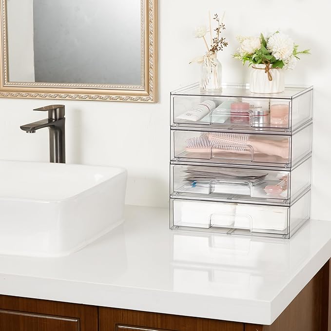 Vtopmart 12.1''W Clear Stackable Storage Drawers, 2 Pack Acrylic Plastic - Image 8