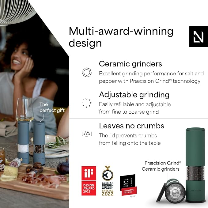 LARS NYSØM Salt and Pepper Grinder Set Manual, Stainless Steel Salt and Pepper - Image 2
