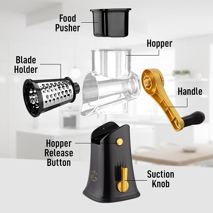 Zulay Kitchen Rotary Cheese Grater 5 Blade Cheese Shredder - Image 8