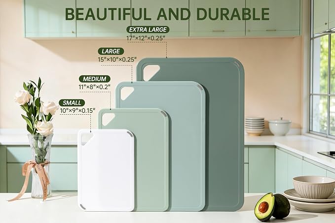 THETCHRY Plastic Cutting Board Set of 4, Extra Large Cutting Board - Image 3
