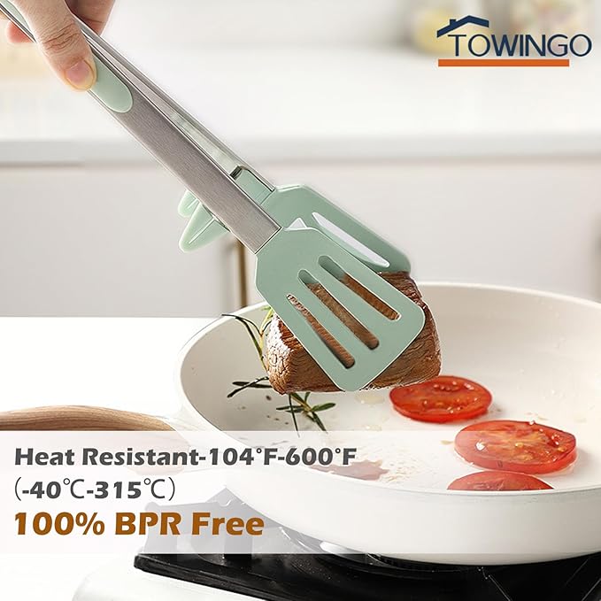 Kitchen Tongs for Cooking, 9 Inch Small Silicone Tongs, Food Grade Mini Serving - Image 4