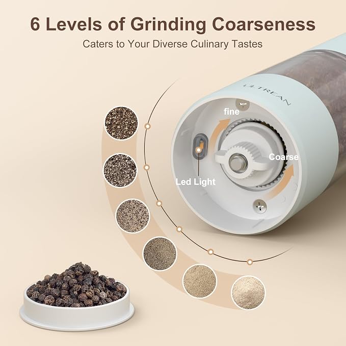 Ultrean Pepper Grinder, Rechargeable Salt and Pepper Grinder - Image 3