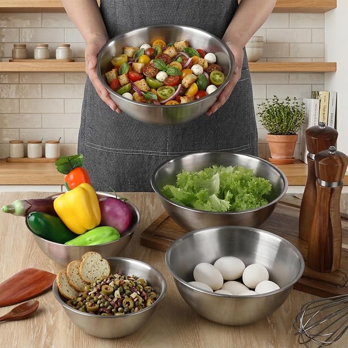 5 Pack Stainless Steel Mixing Bowls - Image 4
