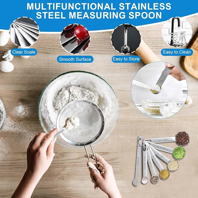 Measuring Cups and Spoons Set 35 Pcs, 11 Stainless Steel Nesting Measuring - Image 3