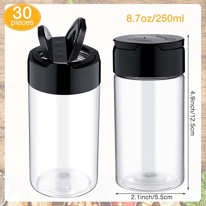 Mimorou 30 Pack 8.7 oz Plastic Spice Jars - Image 2