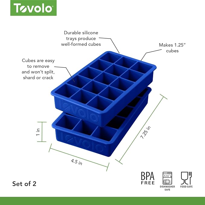 Tovolo Silicone Ice Cube Tray Stratus Blue Pack of 2 BPA Free Ice Tray Mold - Image 6