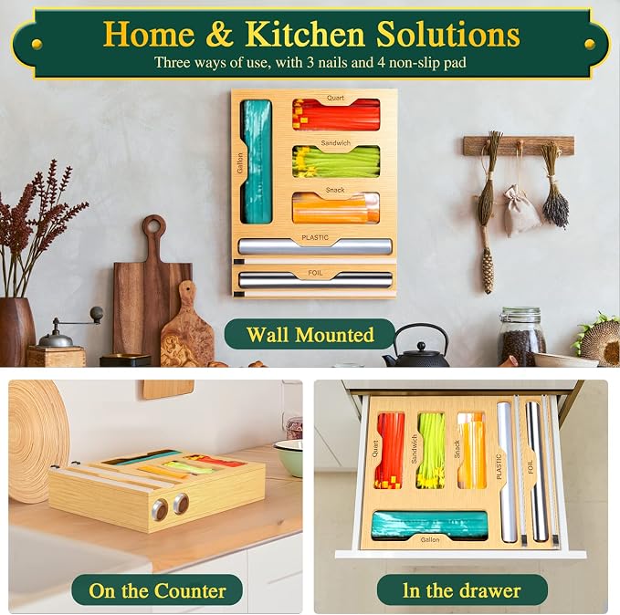 KOCWELL Bag Organizer and Plastic Wrap Dispenser - Image 8