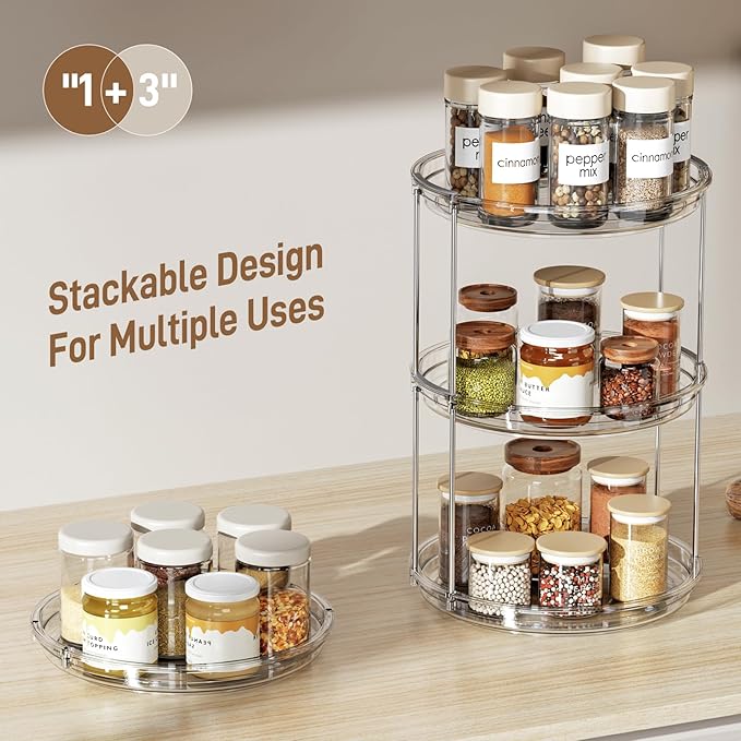 LAMU 2 Tier Lazy Susan Turntable Organizer 9.25'' Rotating Spice Rack - Image 6