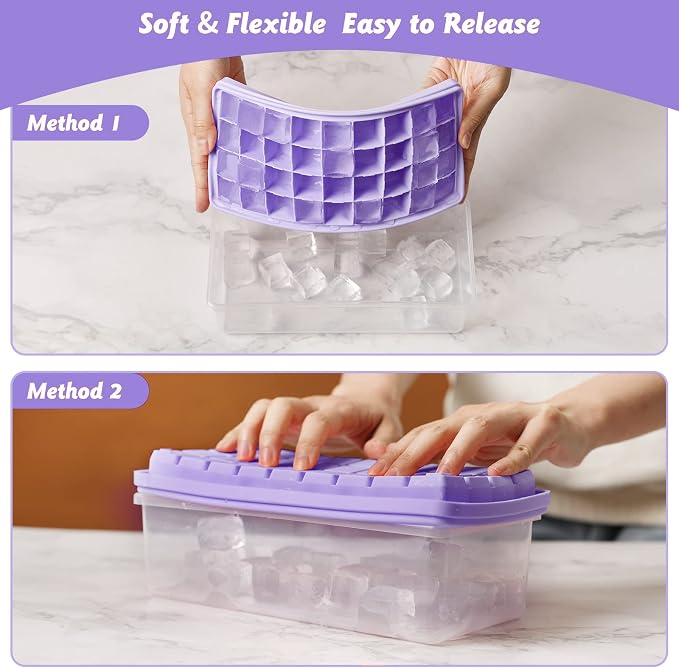 Silicone Ice Cube Tray with Leak-Proof Lid & Storage Bin - Image 4